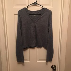 American Eagle Soft & Sexy Cropped Lettuce Hem Cardigan Size L